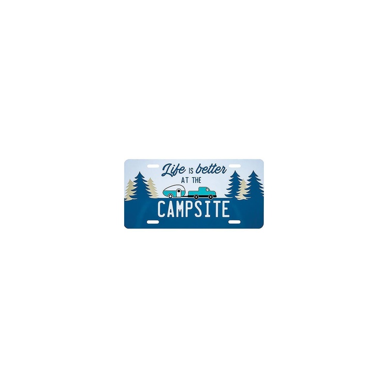 Camco 53250 Decorative Rv Themed License Plate, Blue, Truck and Trees