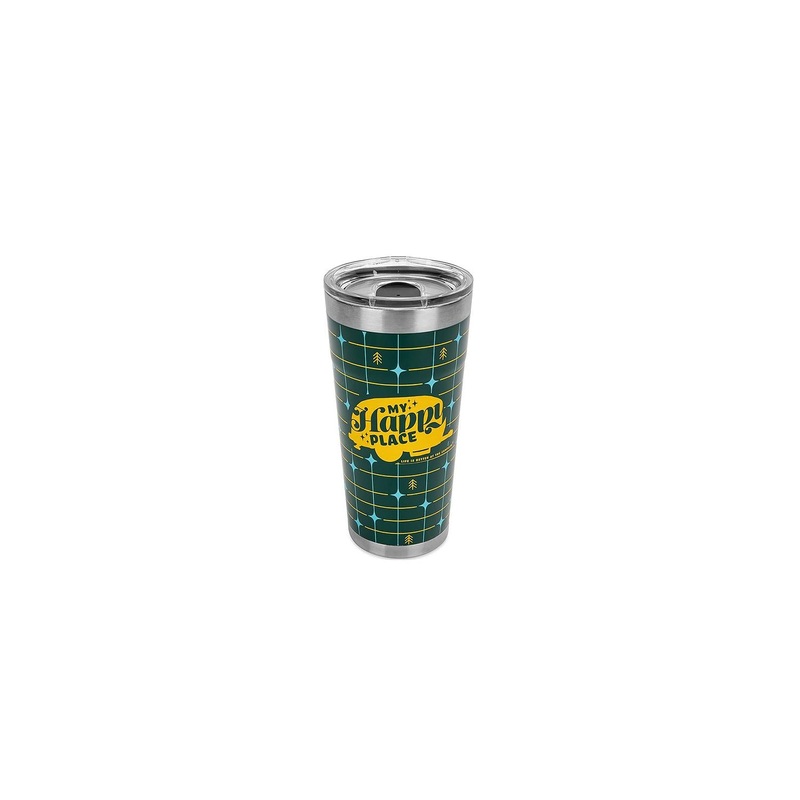 Camco 53325 My Happy Place Tumbler, 20 oz., Green Grid