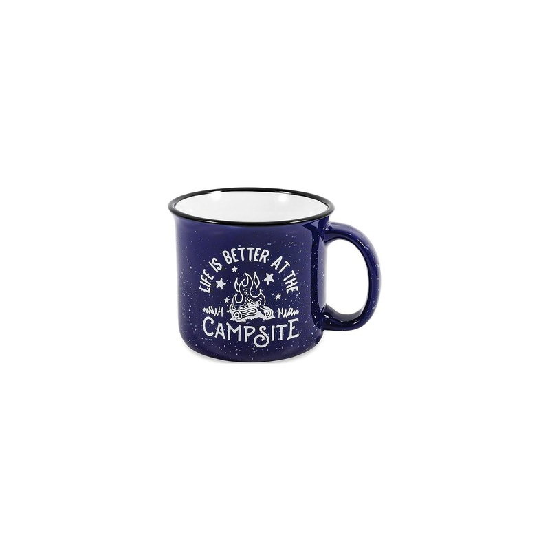 Camco 53387 Ceramic Mug, 14 oz., Blue Campfire