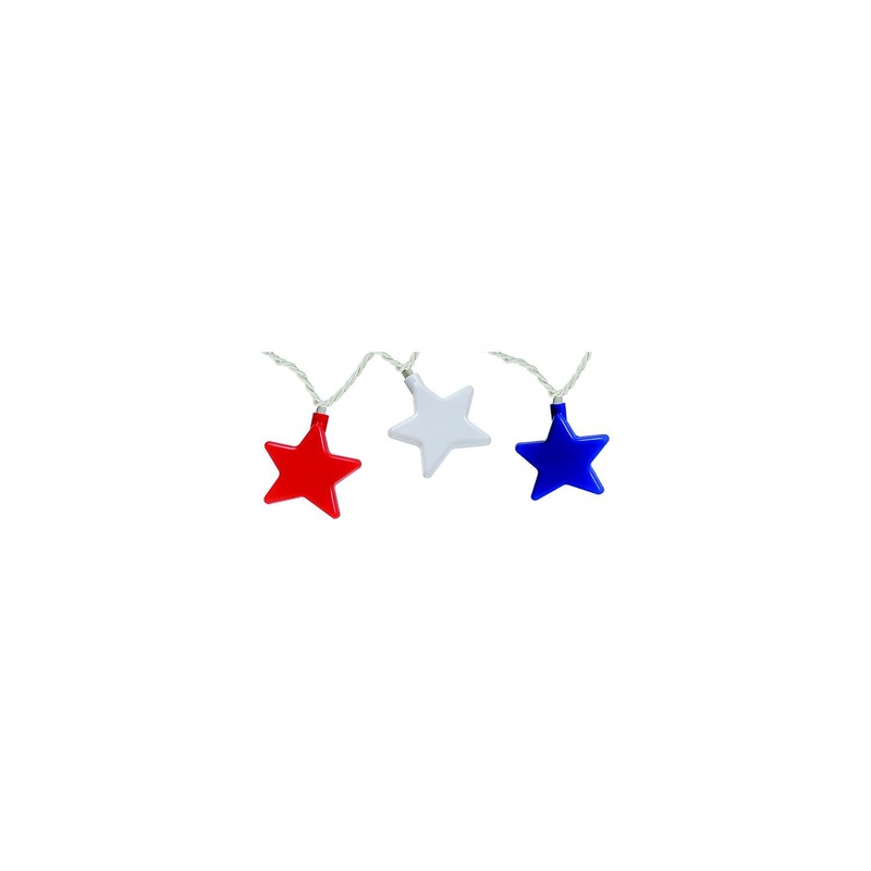 Camco 42656 Patriotic Stars Party Lights (Includes 10 Lights, Connector, 2 Spare Bulbs and Fuse)
