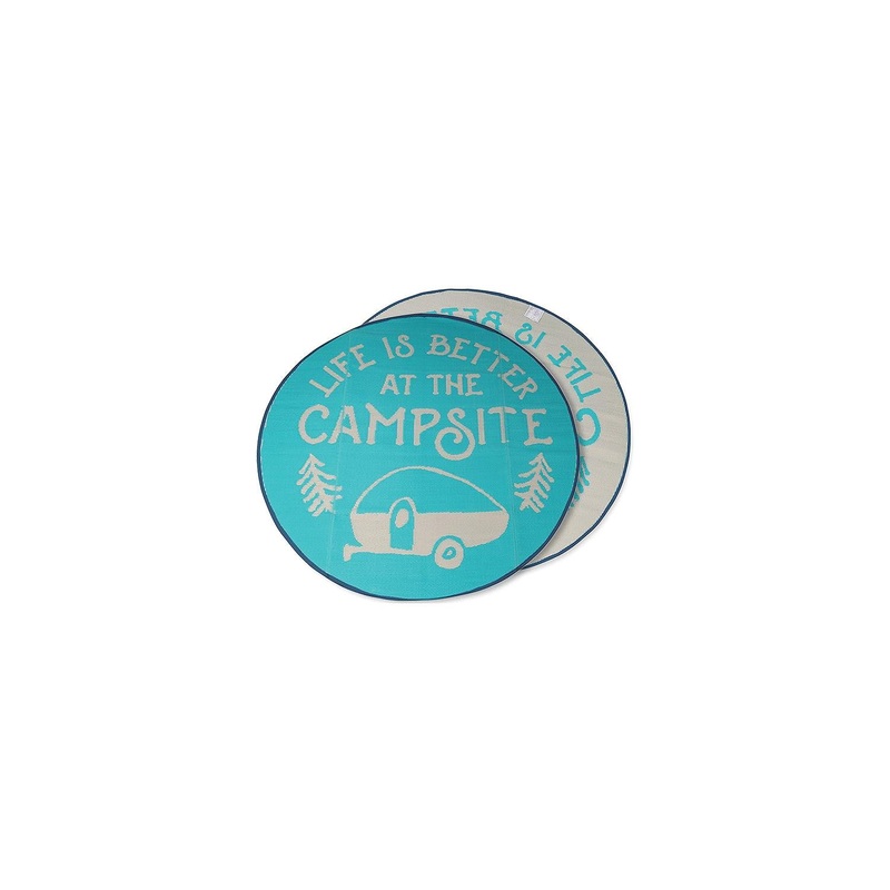 Camco 42835 6′ Round Mat, Life is Better at the Campsite Pattern