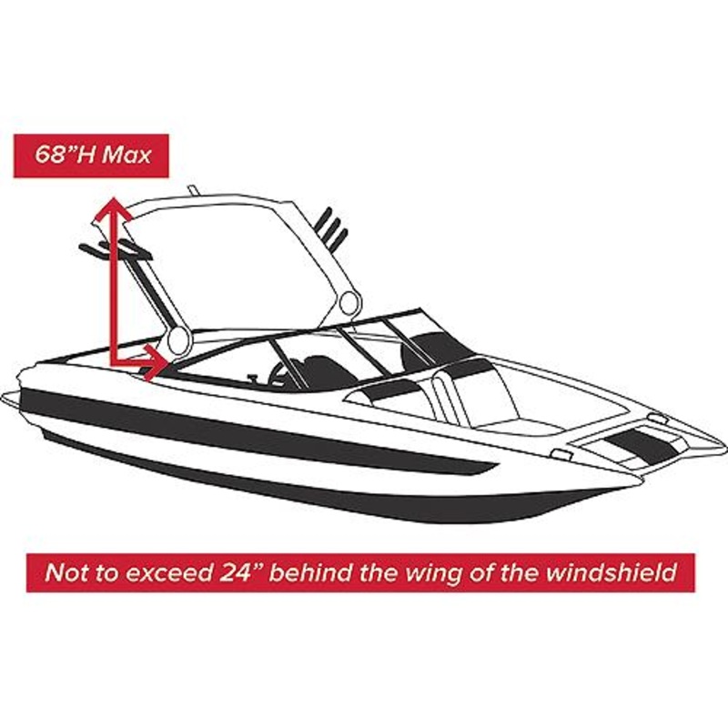 Carver 82123S11 Tournament Ski Boats w/Wide Or Pickle Fork Bow & Swim Platform – Over-The-Tower Cover, 23’6, Sun-Dura Mist Gray