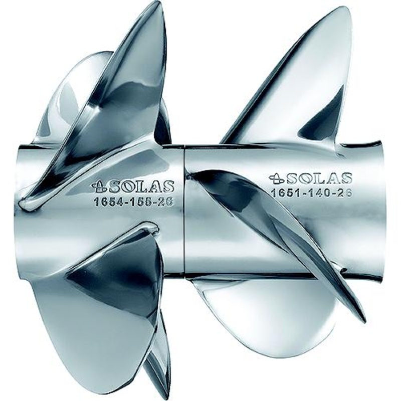 Solas 165415028 Dual Propeller For Mercruiser Bravo Three, Stainless Steel, Front