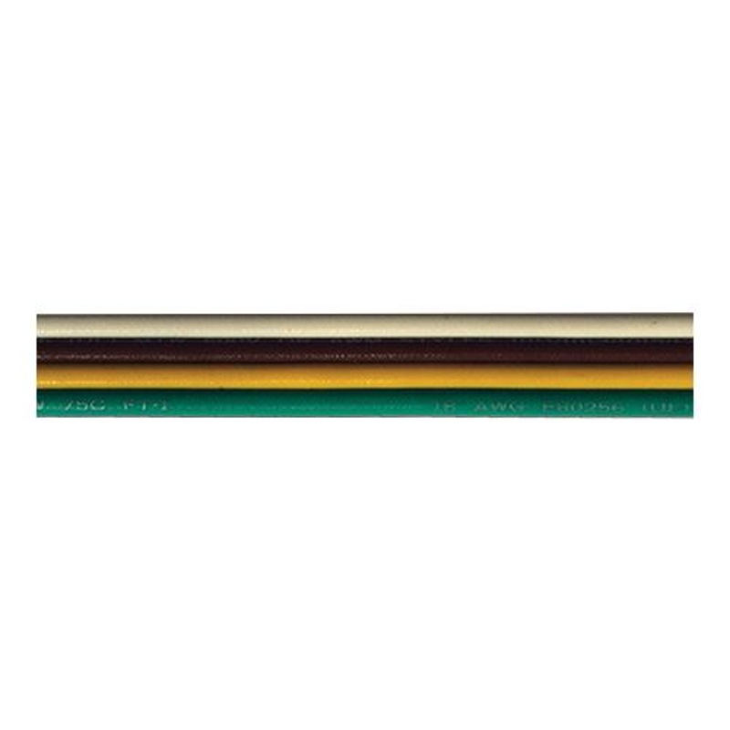 Bare Copper Bonded Ribbon Cable, 100′ 16/4 AWG White/Brown/Yellow/Green