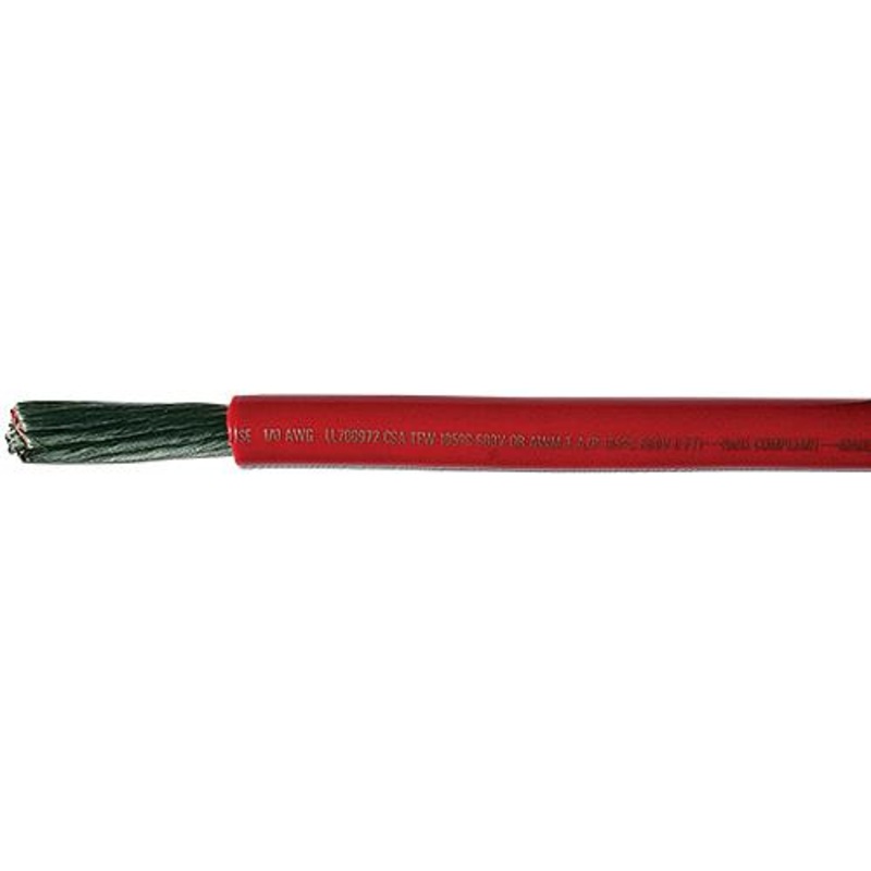 Cobra Wire A2001T01050FT Tinned Copper Battery Cable, 1 AWG, 50′, Red