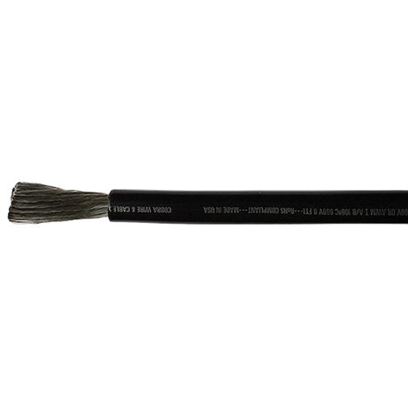 Cobra Wire A2006T-07-50 Tinned Copper Battery Cable, 6 AWG, 50′, Black