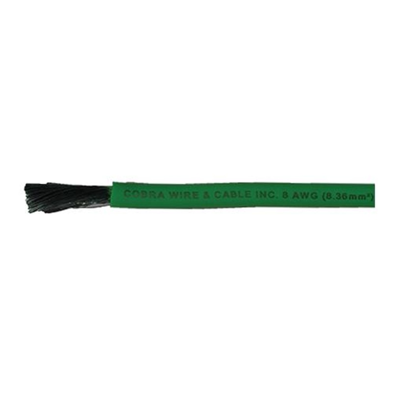 Cobra Wire A2008T03100FT Tinned Copper Battery Cable, 8 AWG, 100′, Green
