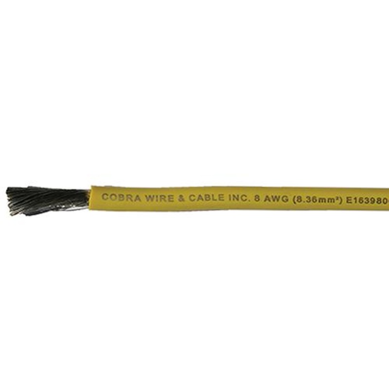 Cobra Wire A2008T04100FT Tinned Copper Battery Cable, 8 AWG, 100′, Yellow