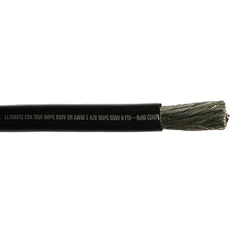 Cobra Wire A2120T07050FT Tinned Copper Battery Cable, 2/0, 50′, Black