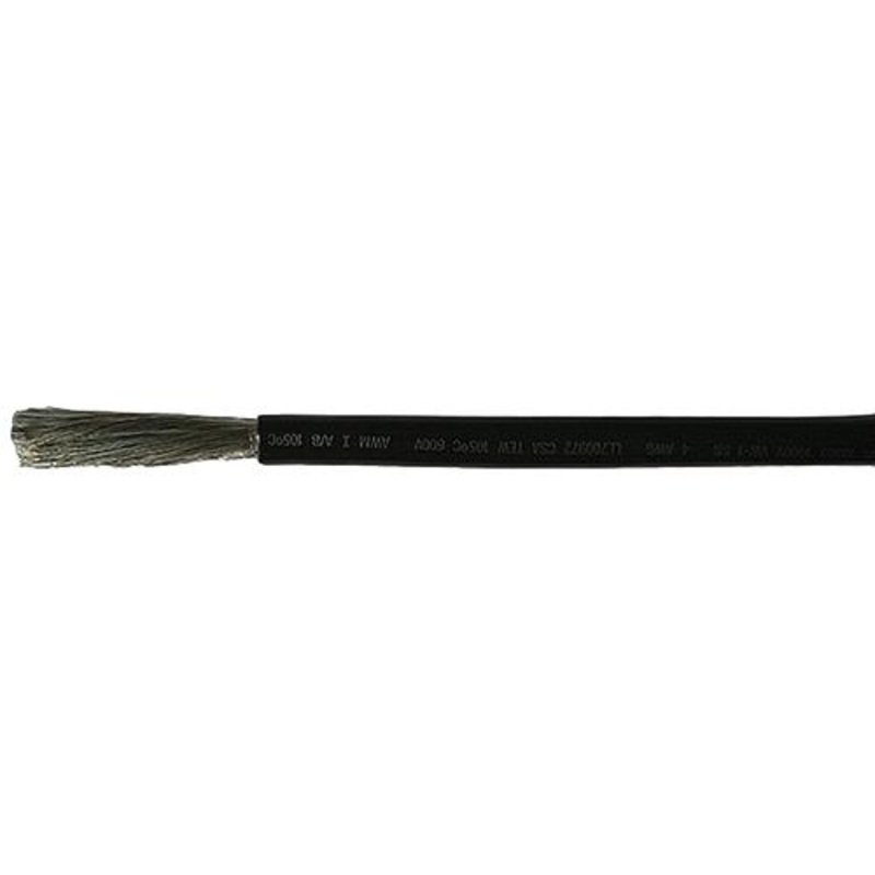 Cobra Wire A2004T07050FT Tinned Copper Battery Cable, 4 AWG, 50′, Black