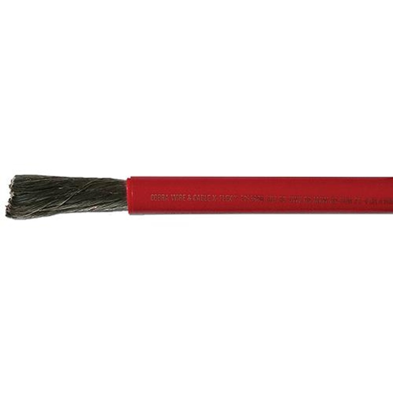 Cobra Wire A2120T01050FT Tinned Copper Battery Cable, 2/0, 50′, Red