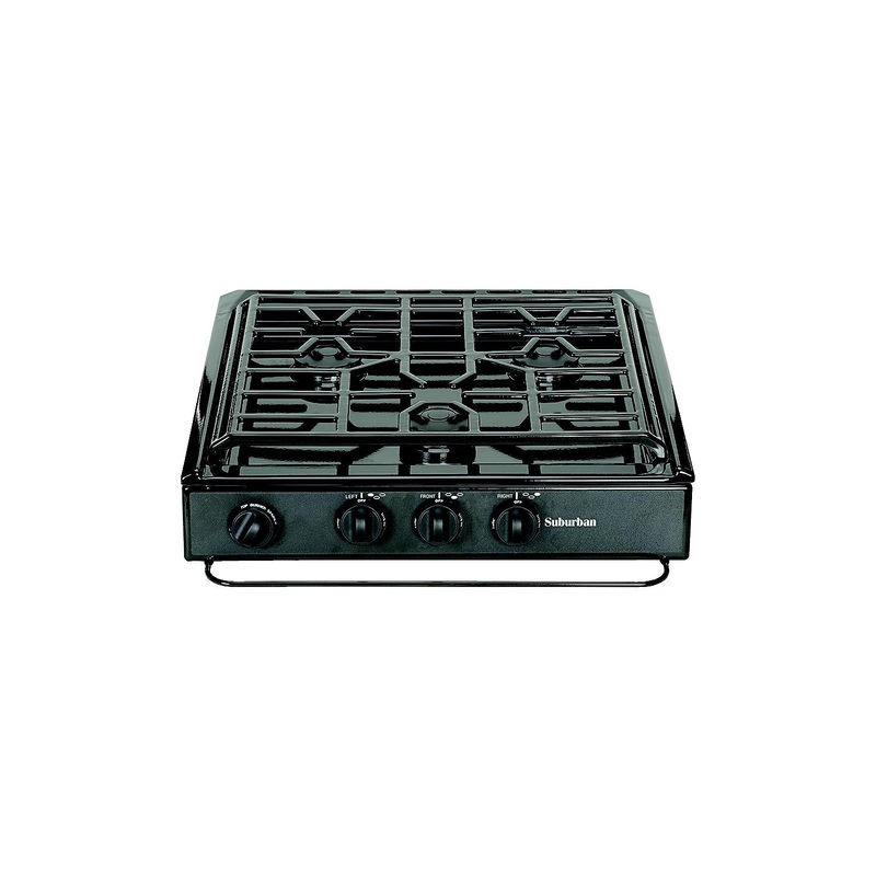 Suburban 3 Burner Slide-In Cooktop, Black Porcelain, Sealed Burners, Piezo Ignition
