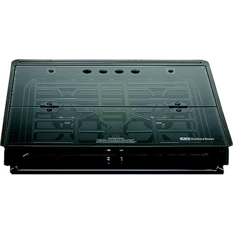 Suburban 3087A Bi-Fold Flush Mount Glass Cover, 3-Burner Slide-In, Black