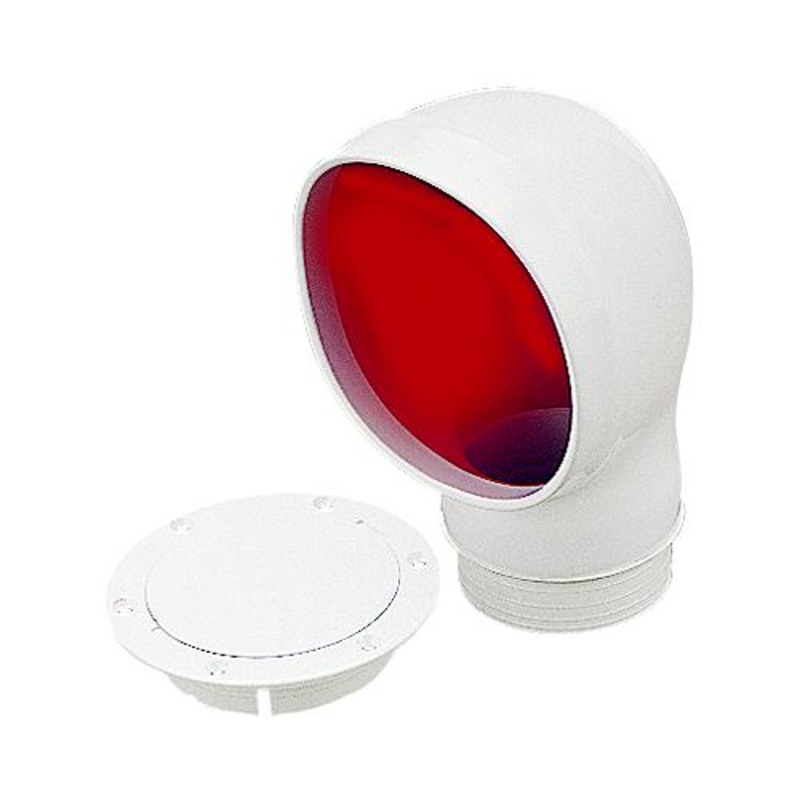SeaDog 7271453 PVC Standard Profile Cowl Vent & Snap On Deck Plate, White With Red Interior