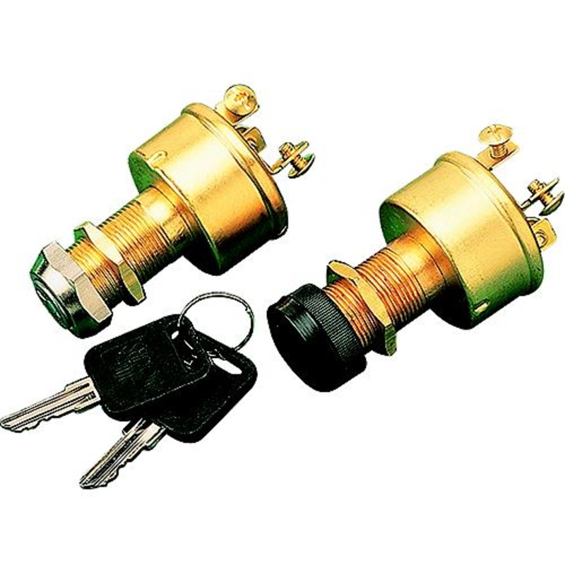 SeaDog 420355 Long Shaft Three Screw Terminal Three Position Off Ignition Start Switch with Cap