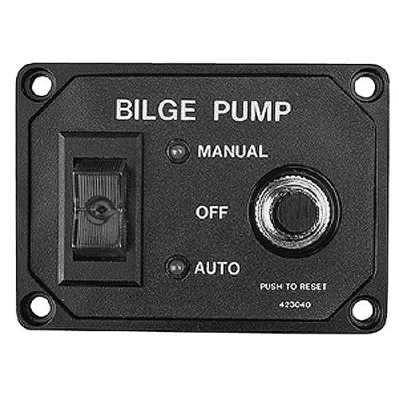 SeaDog 423040 Bilge Pump Panel with Circuit Breaker – 2-3/16 x 3 – #6 Fastener