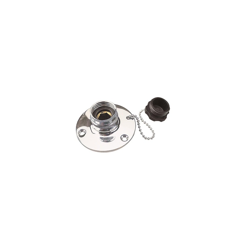 SeaDog 512110 Fresh Water Inlet – #8 Fastener – Brass Chrome Plated – Includes Cap & Chain