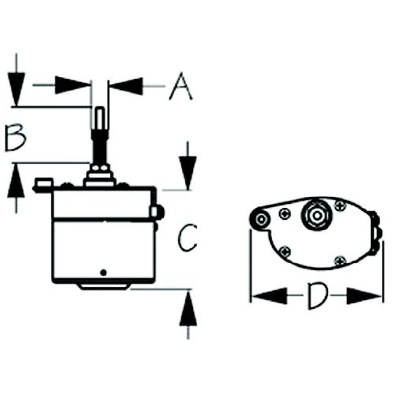 SeaDog Stamped Powder Coated Steel & Stainless Standard 12V Wiper Motor – 2-1/2 Shaft – Black Finish
