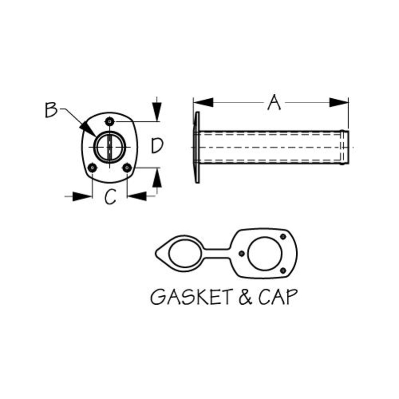 Dock Edge 3251731 Economy Flush Mount Rod Holder With Cap