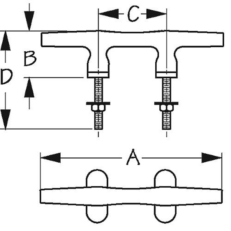 SeaDog 044206 Open Base Chrome Zinc Stud Mount 6 Cleat