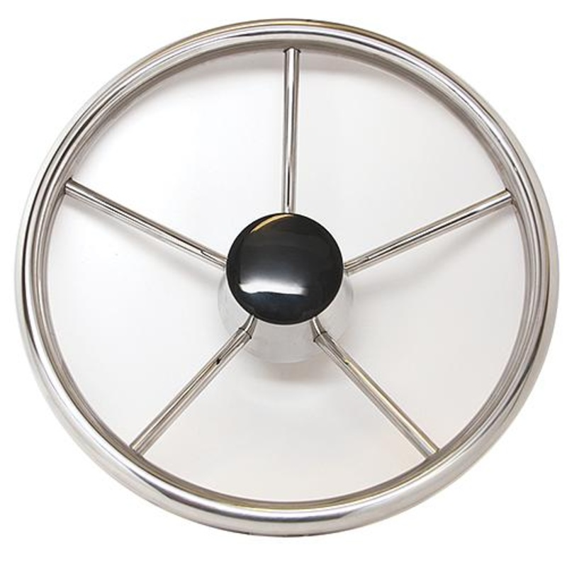 SeaDog 230211 11, 5-Spoke Stainless Steering Wheel w/Plastic Center Cap, 25 Dish