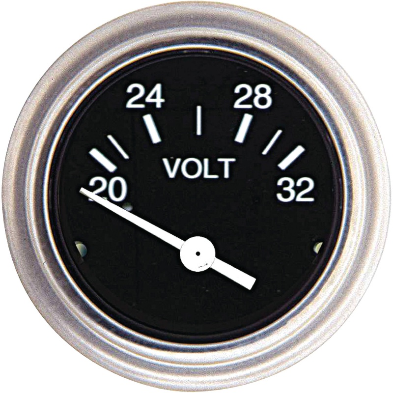 Sierra 80131P Heavy Duty Series 2 24V System 20-32 VDC Dial Range Voltmeter Gauge