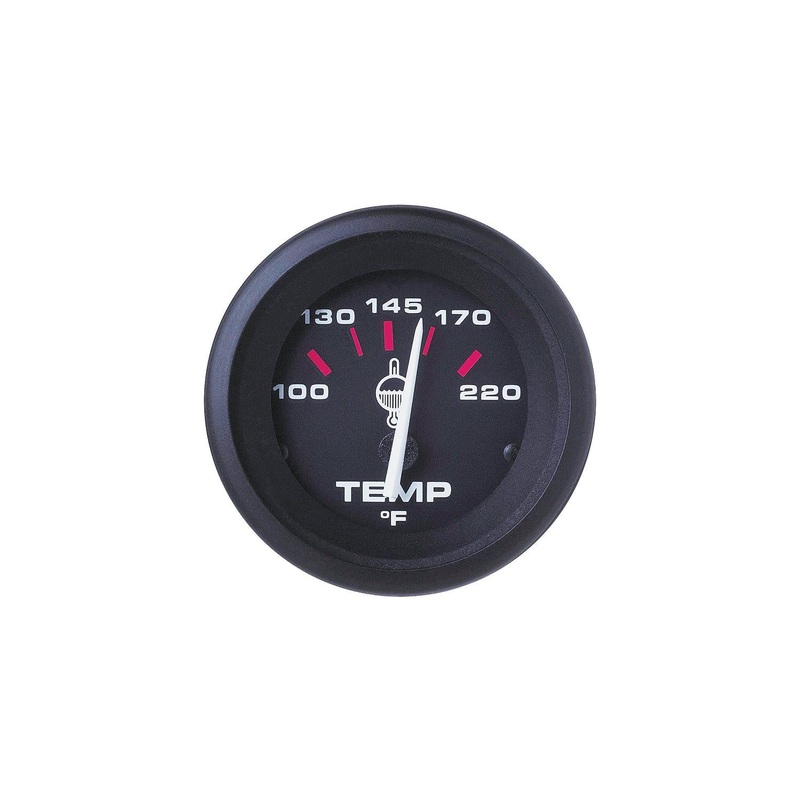 Sierra 58862P Amega Signature Series 2 Black Outboard Hot & Cold 100-220 F Dial Range Water Temperature Gauge Kit with J Sender Code