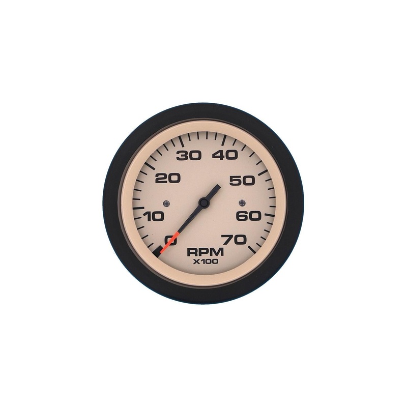 Sierra 59703P Sahara Series 3 Black & Tan 0-7,000 RPM Dial Range Tachometer Gauge with Outboard Alternator or Coil Sender Code
