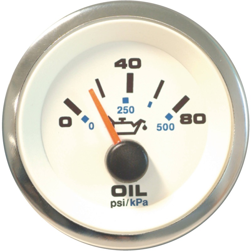 Sierra 62542P White Premier Pro Series 2 Stainless Steel 0-80 PSI Dial Range Oil Pressure Gauge & Requires C Sender Code
