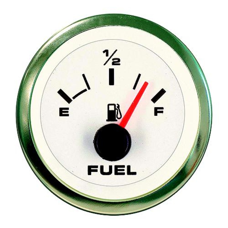 Sierra 62551P White Premier Pro Series 2 Stainless Steel Fuel Gauge & Requires F Sender Code