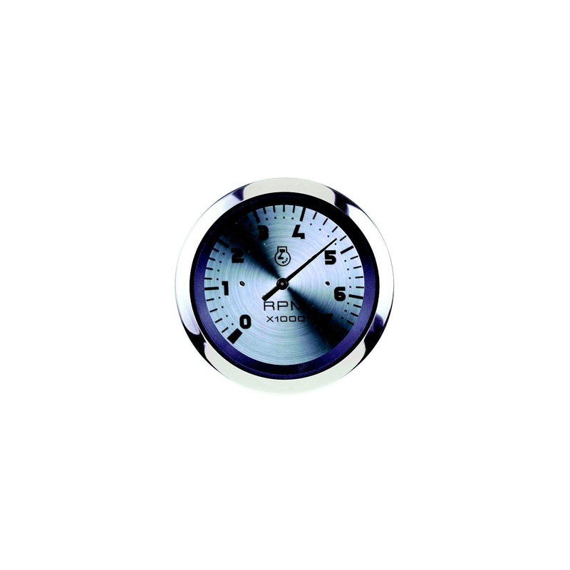 Sierra 63473P Sterling Series 3 Stainless Steel Electric Outboard & 4 Stroke Gas Engine 0-7,000 RPM Dial Range Tachometer Gauge with Outboard Alternator or Coil Sender Code