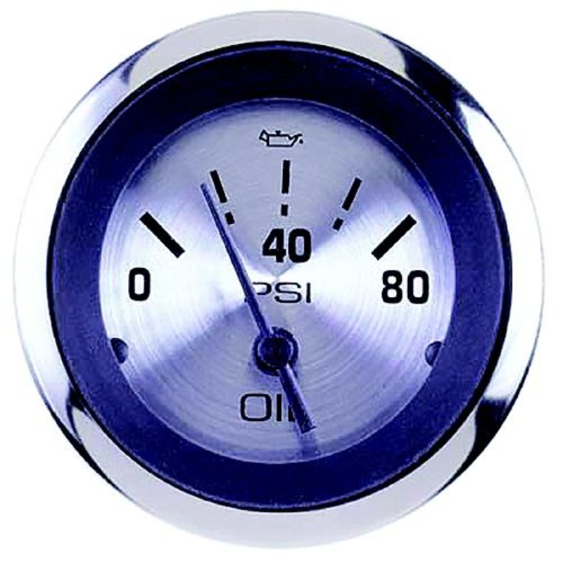 Sierra 63479P Sterling Series 2 Stainless Steel Electric 0-80 PSI Dial Range Oil Pressure Gauge & Requires C Sender Code