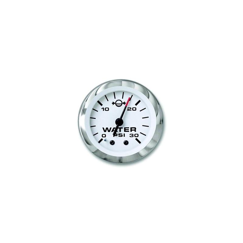Sierra 65507P Lido Series 2 White & Stainless Steel Outboard Motor 0-30 PSI Dial Range Water Pressure Gauge