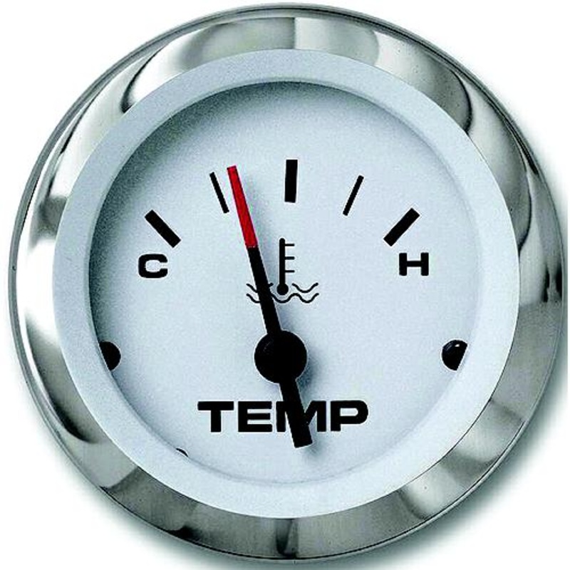 Sierra 65508P Lido Series 2 White & Stainless Steel Outboard Electric Motor Hot-Cold Dial Range Water Temperature Gauge Kit