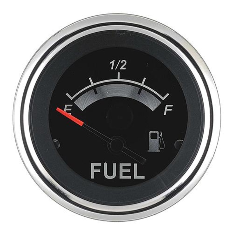 Sierra 67021P Black Sterling Series 2 Stainless Steel Fuel Gauge & Requires F Sender Code