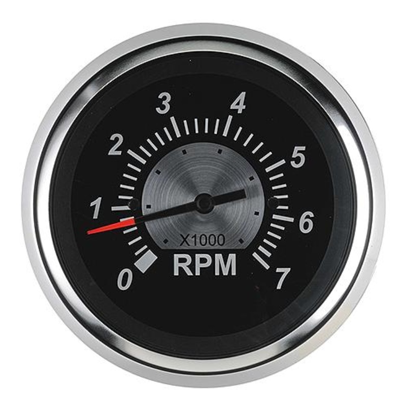 Sierra 67363P Black Sterling Series 3 Stainless Steel Outboard & 4 Stroke Gas Engine 0-7000 RPM Dial Range Tachometer with Outboard Alternator or Coil Sender Code