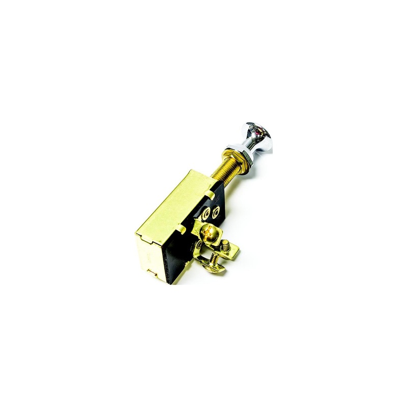Sierra MP39640 On/Off/On SPDT 3 Screw Terminal Heavy Duty Push Pull Switch – Chrome & Brass Knob