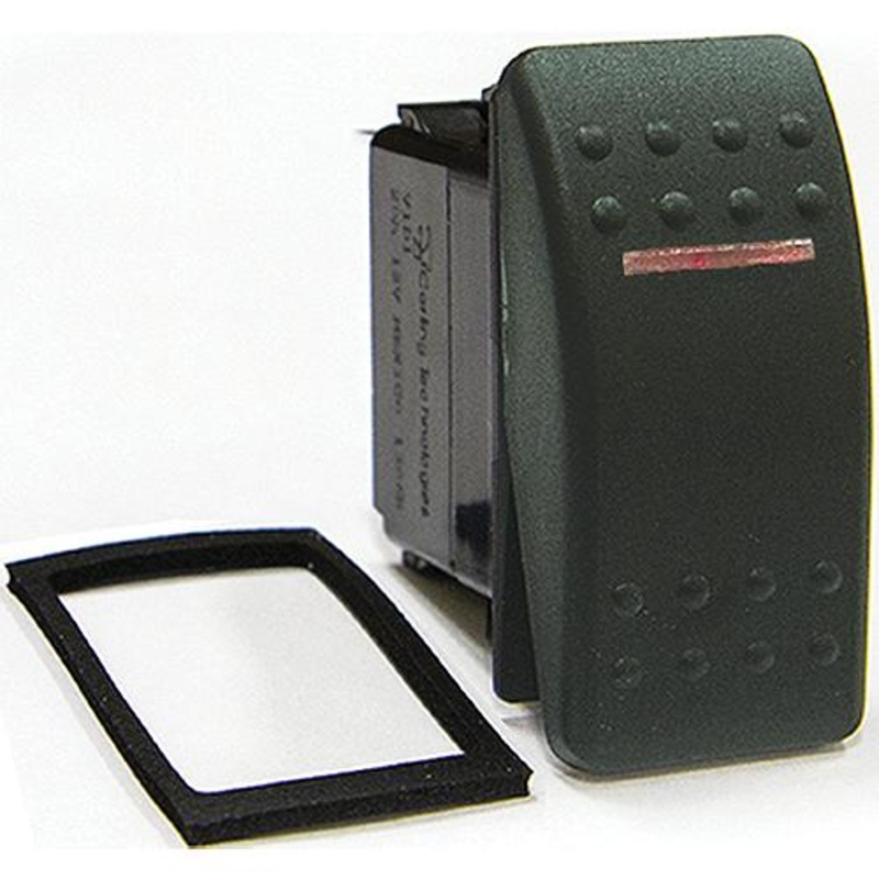 Sierra RK19550-1 Contura Black Illuminated Waterproof DPDT 7 Blade Terminal (On)/Off/(On) Rocker Switch