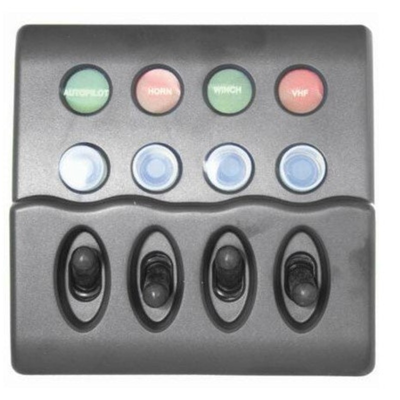 4 SWITCH  WATERPROOF BACKLIT PANEL WITH CIRCUIT BREAKERS