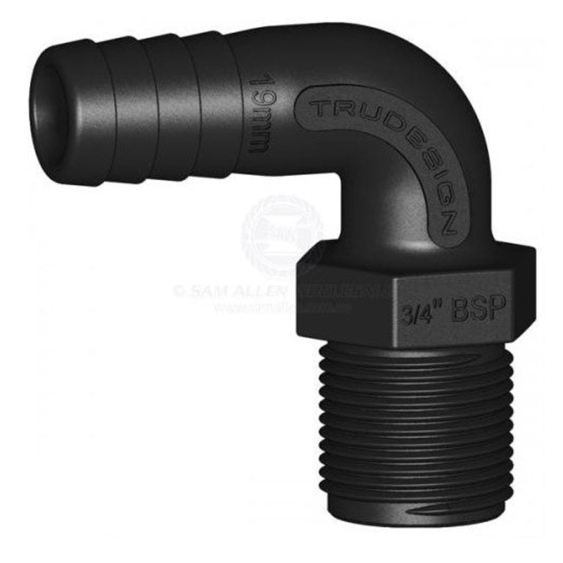 HOSE TAIL 90 3/4 BSP 19MM TAIL TRUDESIGN LONG THREAD