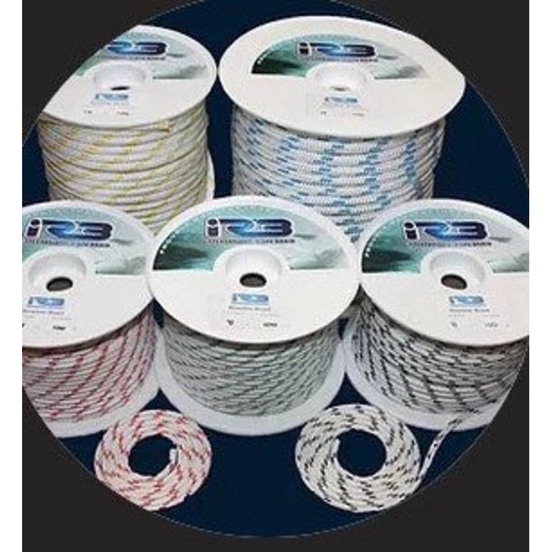 12MM BOWLINE BRAID -WHITE WITH YELLOW FLECK  – SOLD PER METRE