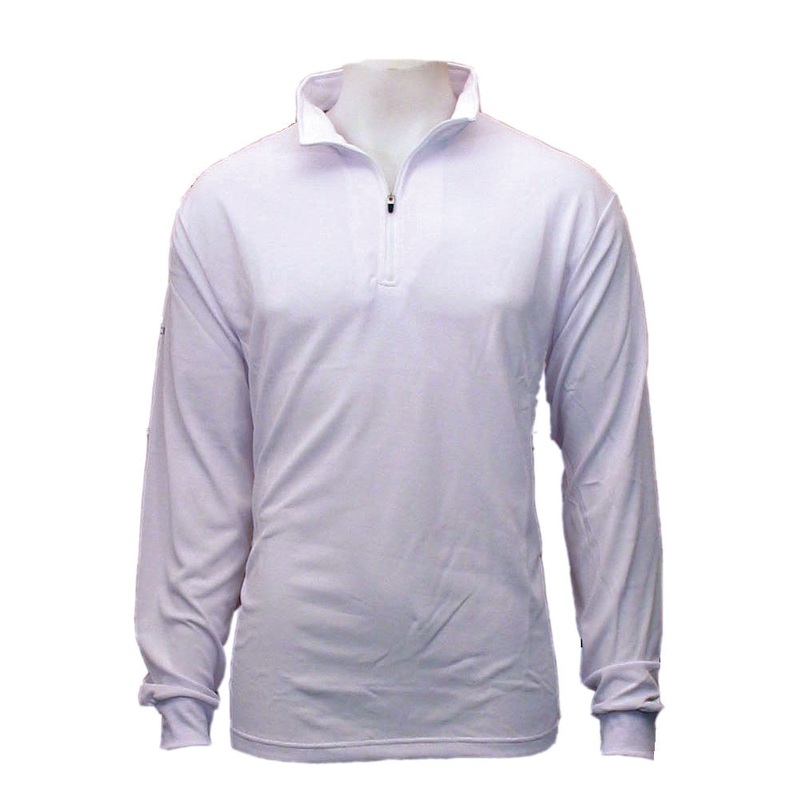BURKE QUICK DRY LONG SLEEVE ZIP POLO – WHITE – DISCONTINUED STYLE