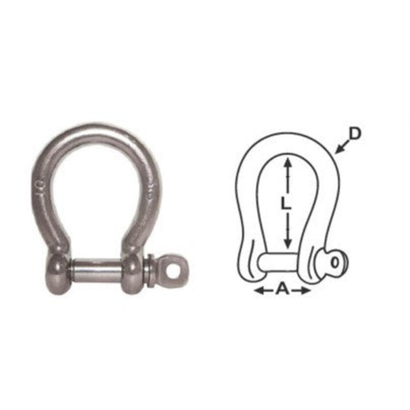 8MM  BOW SHACKLE – 316G STAINLESS