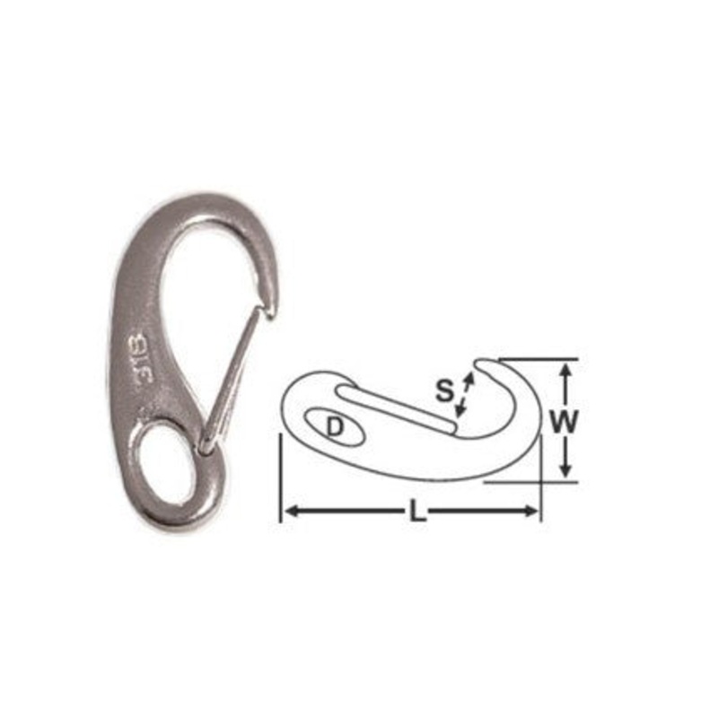 CAST SNAP HOOK – STAINLESS STEEL – 50MM – RWB2430