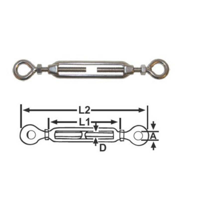 TURNBUCKLES – EYE & EYE STAINLESS STEEL 8MM – RWB2499