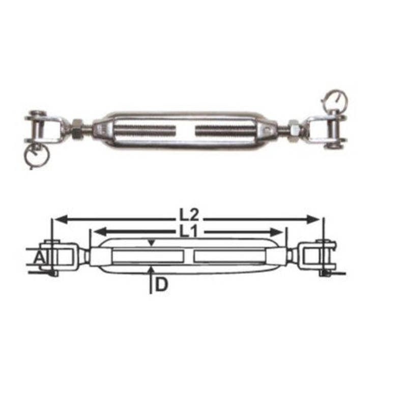 TURNBUCKLES – JAW & JAW STAINLESS – 8MM