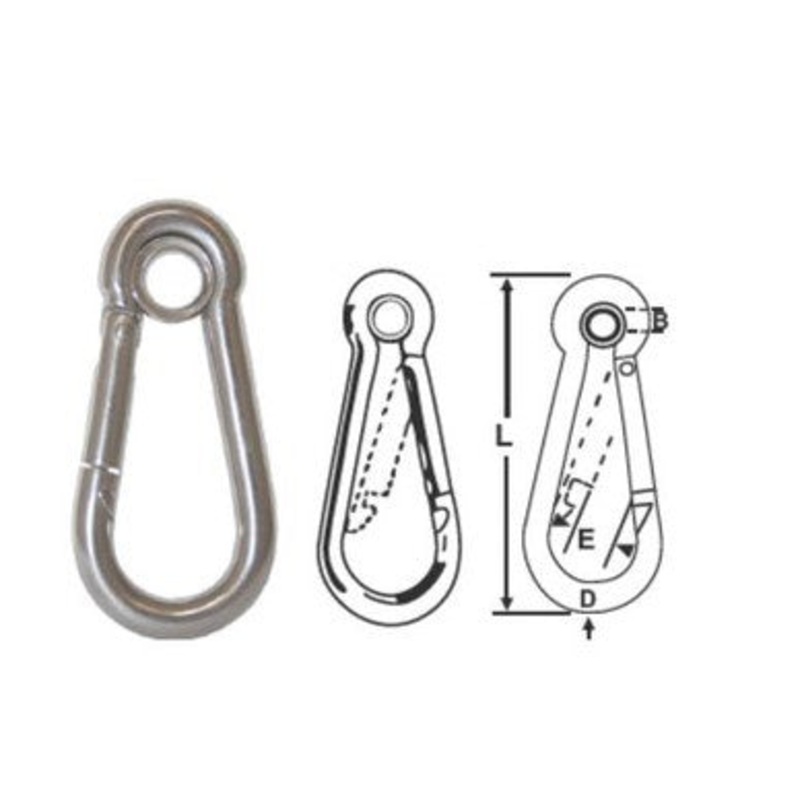 SNAP HOOKS WITH EYE – STAINLESS STEEL 100MM