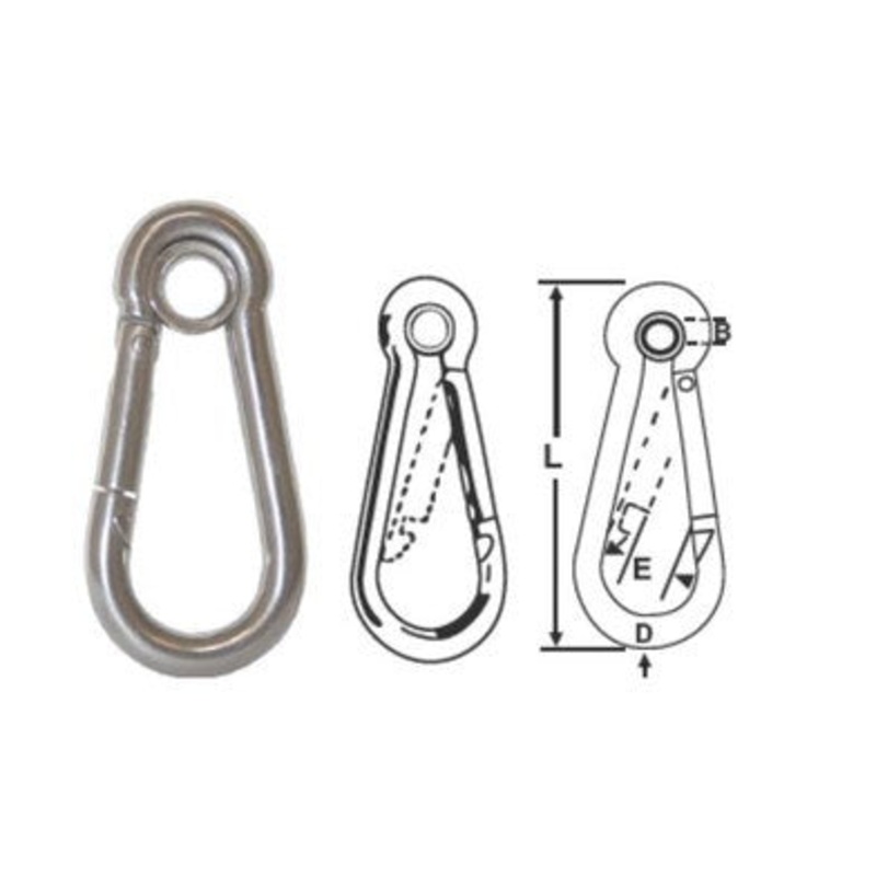 SNAP HOOKS WITH EYE – STAINLESS STEEL 50MM