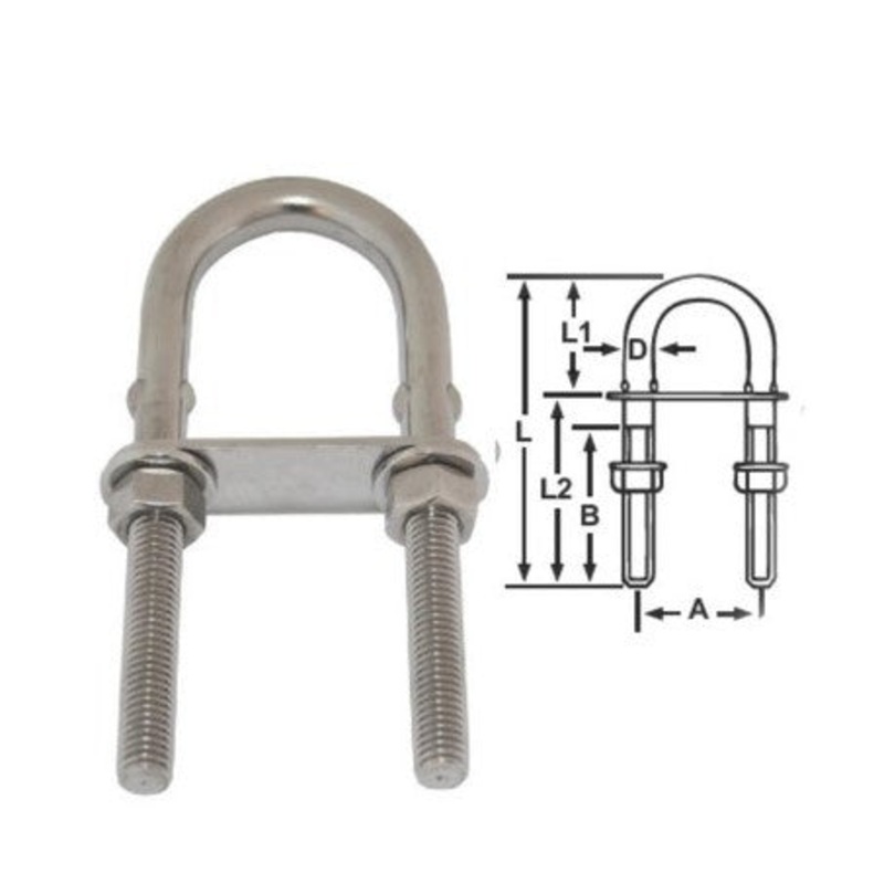 U BOLTS – STAINLESS STEEL –  6 X 80MM