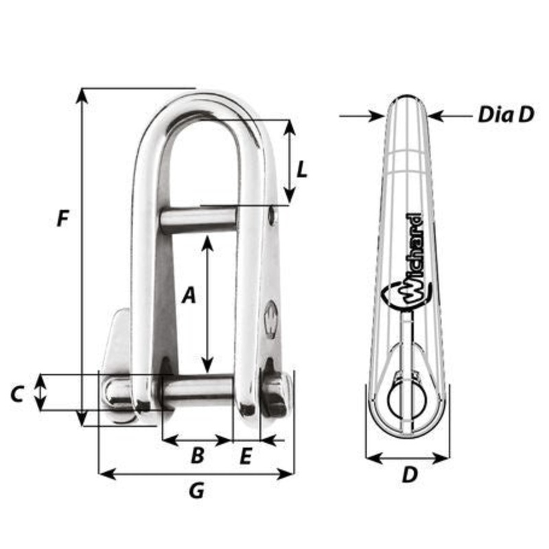 WICHARD HR KEY PIN SHACKLE WITH BAR –  DIA.5